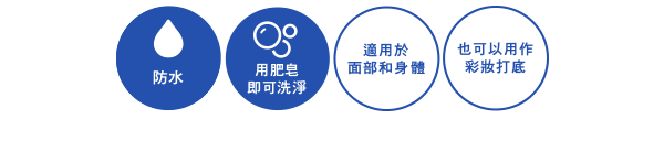 ウォータープルーフ,石けんで落とせる,顔・からだ用,化粧下地としても