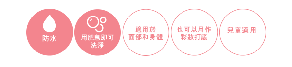 ウォータープルーフ,石けんで落とせる,顔・からだ用,化粧下地としても,お子さまにも